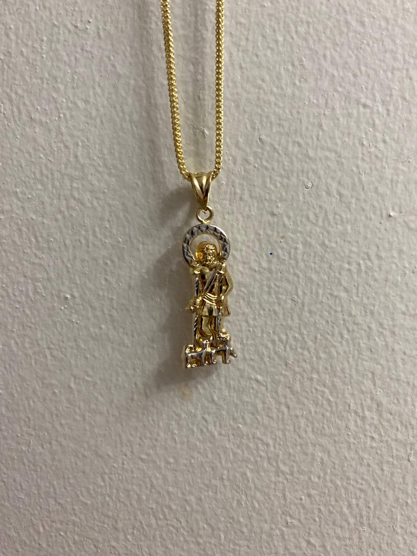 10K Gold Franco Chain with San Lázaro Pendant