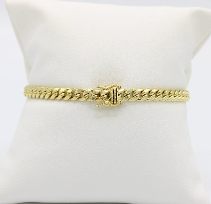 14K Semi-Solid Cuban Bracelet Yellow Gold 5.6mm - 8.5 in