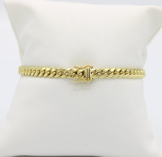 14K Semi-Solid Cuban Bracelet Yellow Gold 5.6mm - 8.5 in