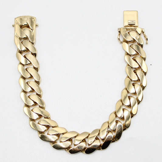 14K Semi Solid Cuban Bracelet Yellow Gold