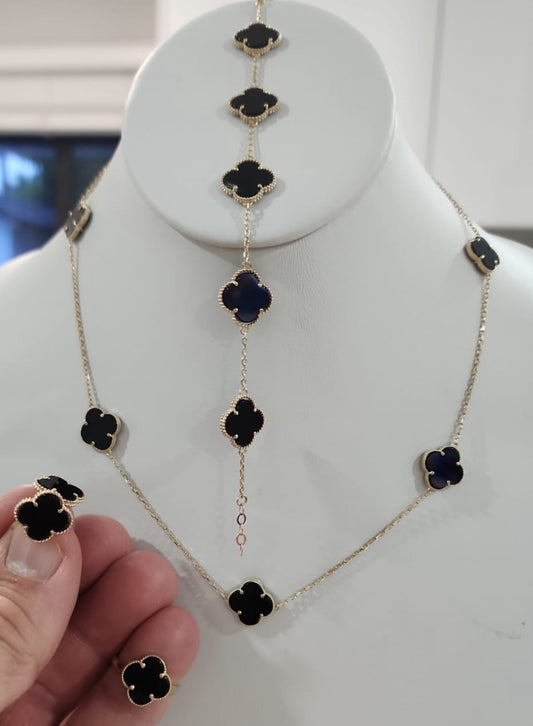 Black Flores Jewelry Set in Gold - Various Styles Available