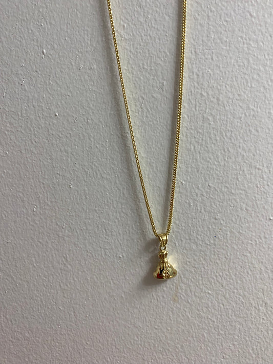 Franco Chain with Money Bag Pendant - 10K Gold