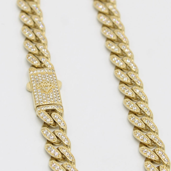 14K ITALLO Ankle Bracelet Full Cz Stones At Lock Yellow Gold